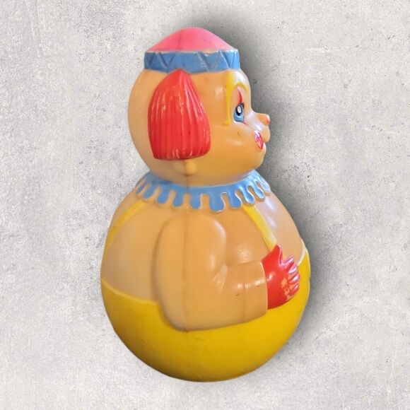Vintage 1972 Creepy Clown Roly Poly Toy Halloween Chime Prop Haunted Nursery - Picture 4 of 8